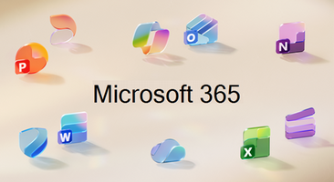 Microsoft 365 windows logo with brown background.