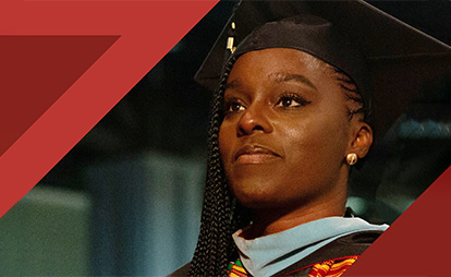 Female graduate in cap and gown