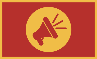 Icon of a bullhorn with a cursor over it