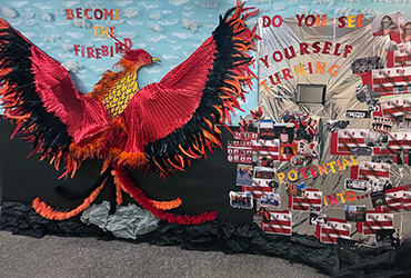 Paper decorations looking like a Firebird