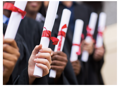 Students holding diplomas