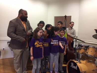 Students from Elsie Whitlow Stokes Community Freedom Public Charter School and their instructor, UDC Music Program graduate Francis Richards, enjoyed the the UDC Small Jazz Ensembles' Black History Month Celebration led by Allyn Johnson. The concert featured a performance by percussionist Frankey Grayton II who presented his Junior Recital.