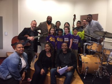 Students from Elsie Whitlow Stokes Community Freedom Public Charter School and their instructor, UDC Music Program graduate Francis Richards, enjoyed the the UDC Small Jazz Ensembles' Black History Month Celebration led by Allyn Johnson. The concert featured a performance by percussionist Frankey Grayton II who presented his Junior Recital. 