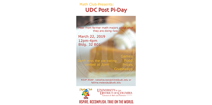 UDC Math Club Post Pi Day – Friday March 22 @ Noon