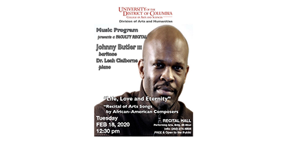 Faculty Recital – Johnny Butler III & Dr. Lean Cliaborne Feb 18, 2020