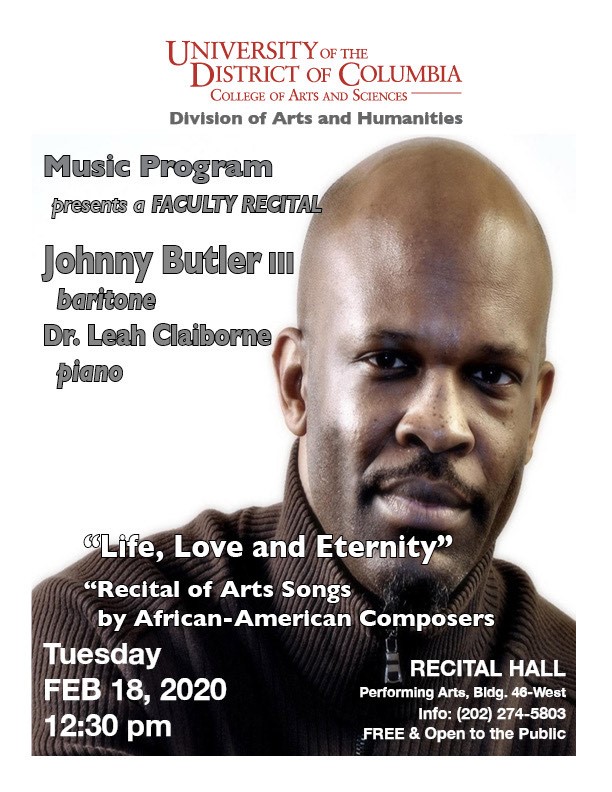 Faculty Recital - Johnny Butler III & Dr. Lean Cliaborne Feb 18, 2020