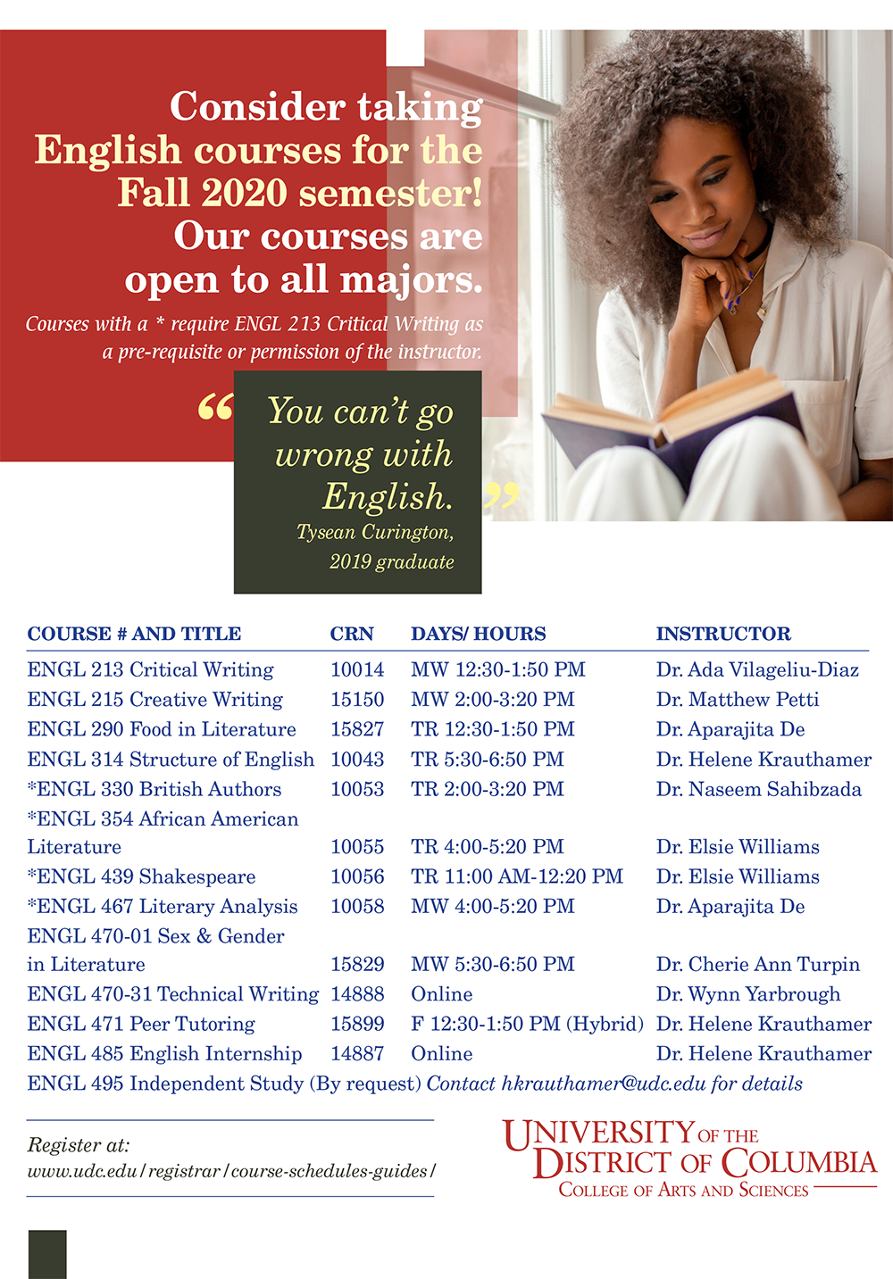 English Classes for Fall 2020
