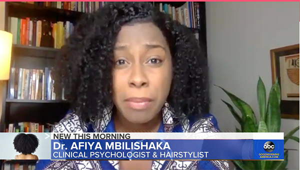 UDC Psychology Professor, Dr. Afiya Mbilishaka, a nationally recognized expert on the psychology of racism, is featured on GMA