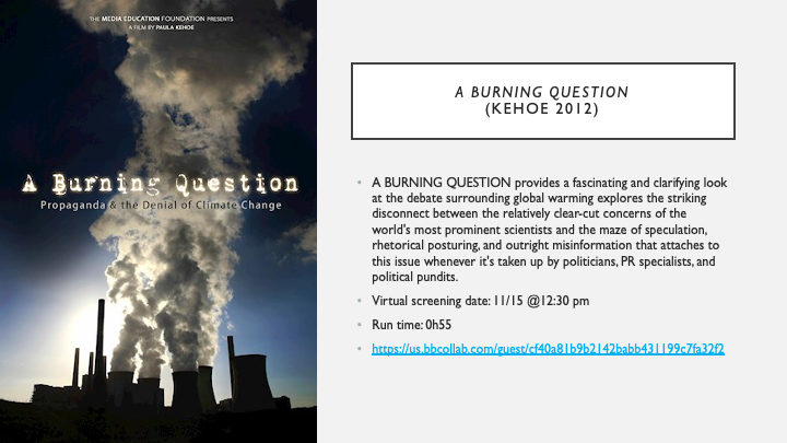 A BURNING QUESTION 11/15 film screening