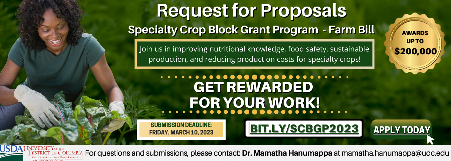 Request for Proposals - Specialty Crop Block Grant Program - Farm Bill Deadline March 10, 2023