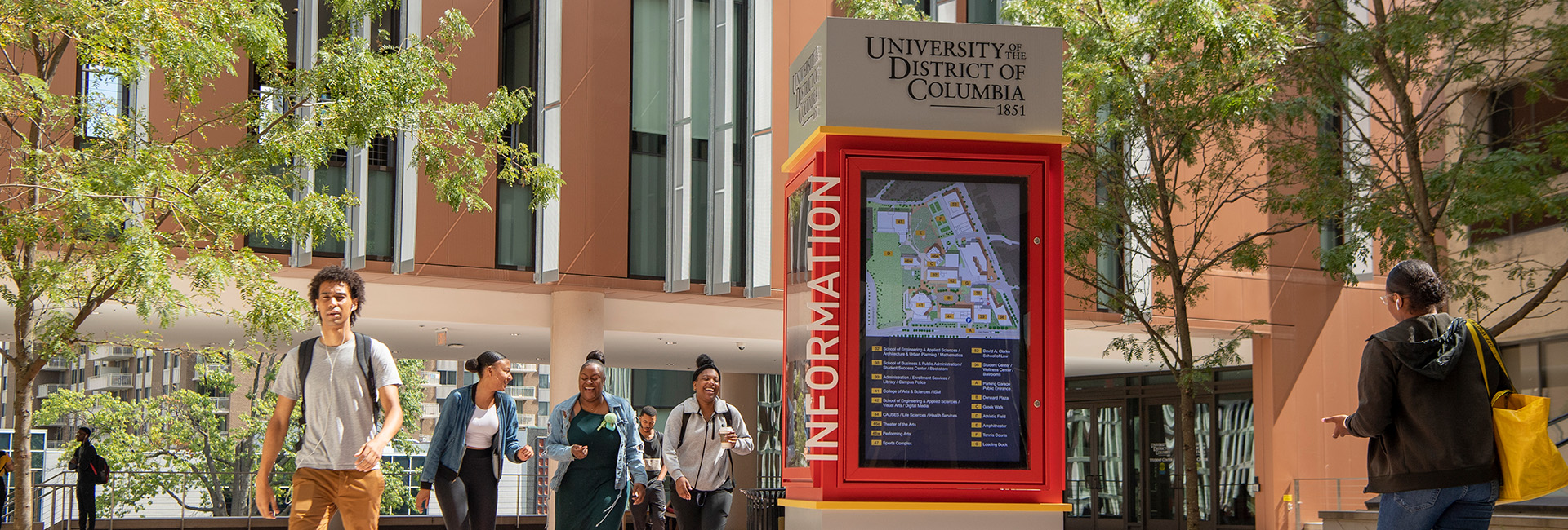 Students walking on the UDC campus
