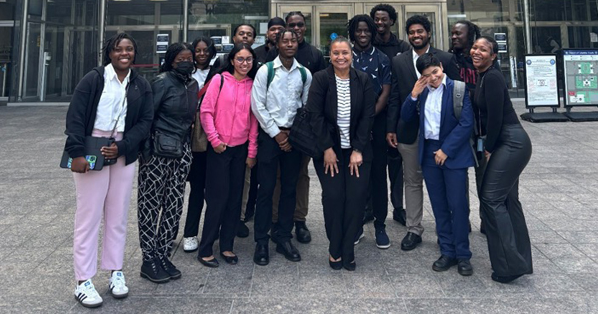 UDC criminology students standing in front of the US Superior Court building in Washington, DC