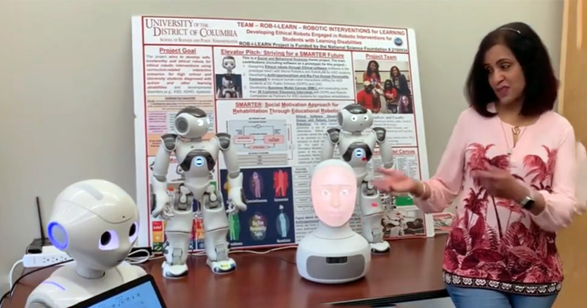 Professor Anshu Arora presents educational robots