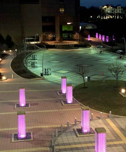 Pink pillars on UDC's Van Ness Campus