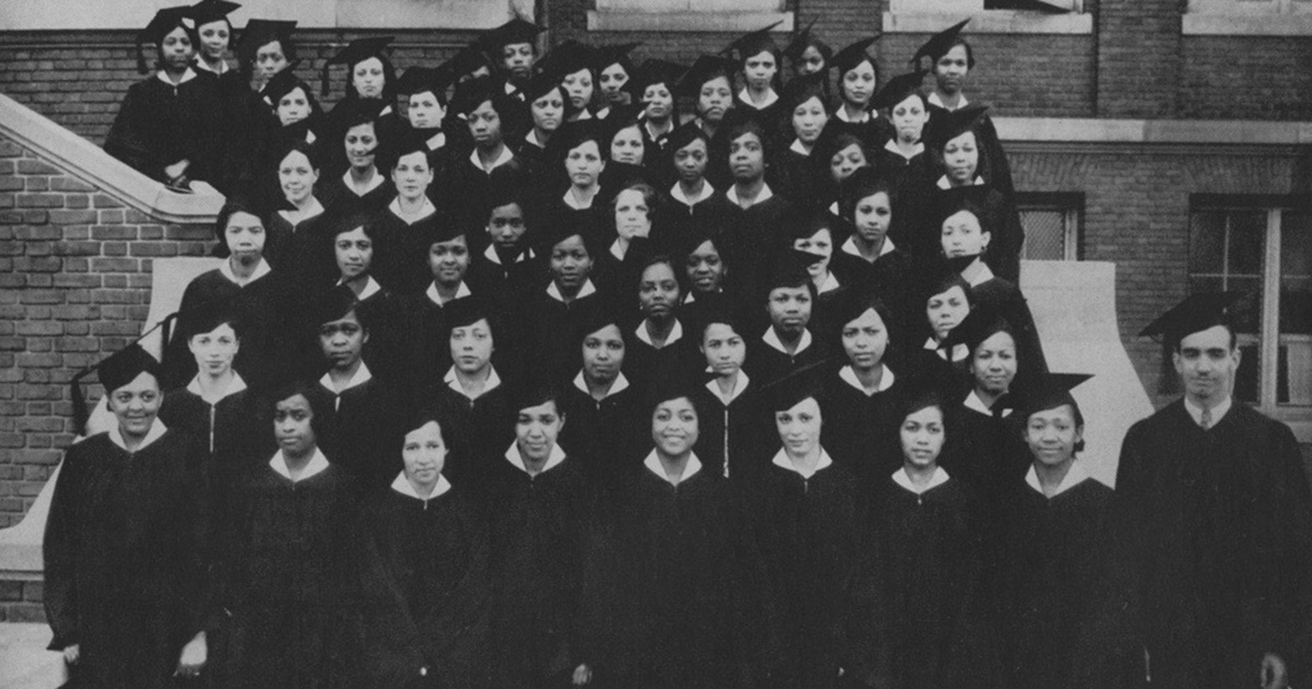 Archival photo of graduates of the Miner School