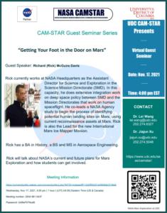 CAM-STAR Guest Seminar Series-Richard (Rick) McGuire Davis(NASA Headquater) flyer