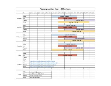 CSIT Tutor schedule Fall 2022