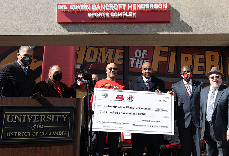 UDC receives Leadership Gift of $200,000 donation from The Leonsis Foundation, Monumental Sports & Entertainment and Washington Wizards for Edwin Bancroft Henderson Memorial Fund
