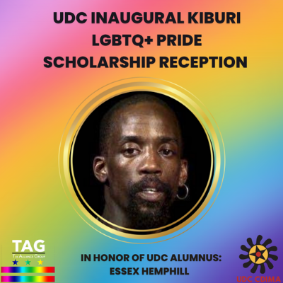 The Center for Diversity, Inclusion & Multicultural Affairs (CDIMA), in collaboration with the LGBTQ+ Advisory Council, invites you to attend the inaugural Kiburi Scholarship Reception. In honor of alumnus Essex Hemphill, it will be held via Zoom on Thursday, April 21, from 6-8 p.m. In addition to recognizing the recipients, the virtual reception will celebrate the work The Alliance Group (T.A.G) has achieved to foster an inclusive and equitable campus community.
