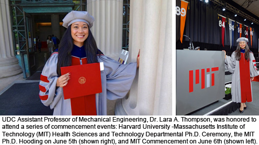 UDC SEAS Mechanical Engineering Faculty Honored: Dr. Lara Thompson attends Harvard-MIT Health Sciences and Technology Ph.D. Graduation Exercises