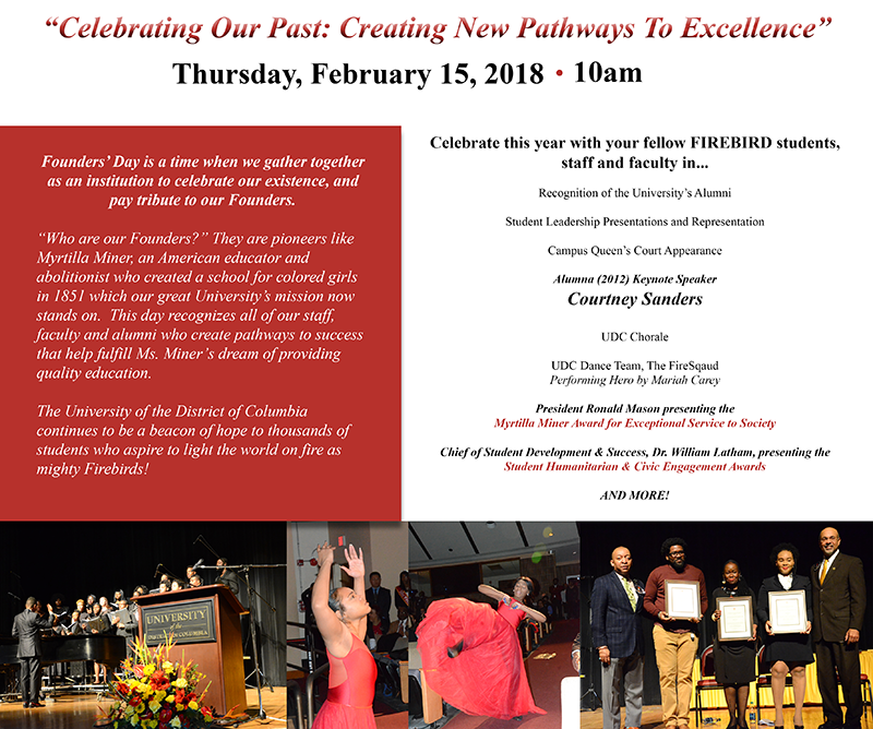 Founders' Day info for Feb 15, 2018 @ 10am