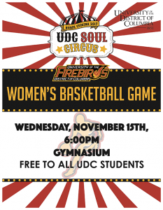 Womens' Basketball Game - Nov 15th @ 6pm - UDC Gymnasium