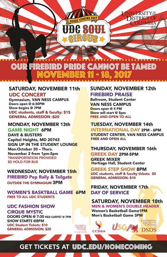 UDC 2017 Homecoming Schedule Image - Nov 11 - 18th