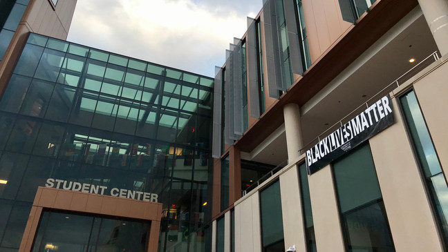 Photo of Student Center with Black Lives Matter Banner