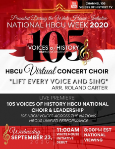 UDC Chorale members chosen for premiere of 105 HBCU Virtual Voices Choir - image -flyer