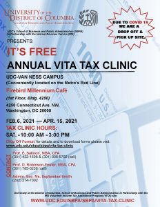 UDC Vita Tax Clinic Questionnaire: All individuals must complete and submit the UDC VITA Tax Clinic Questionnaire before scheduling an VITA Clinic appointment.