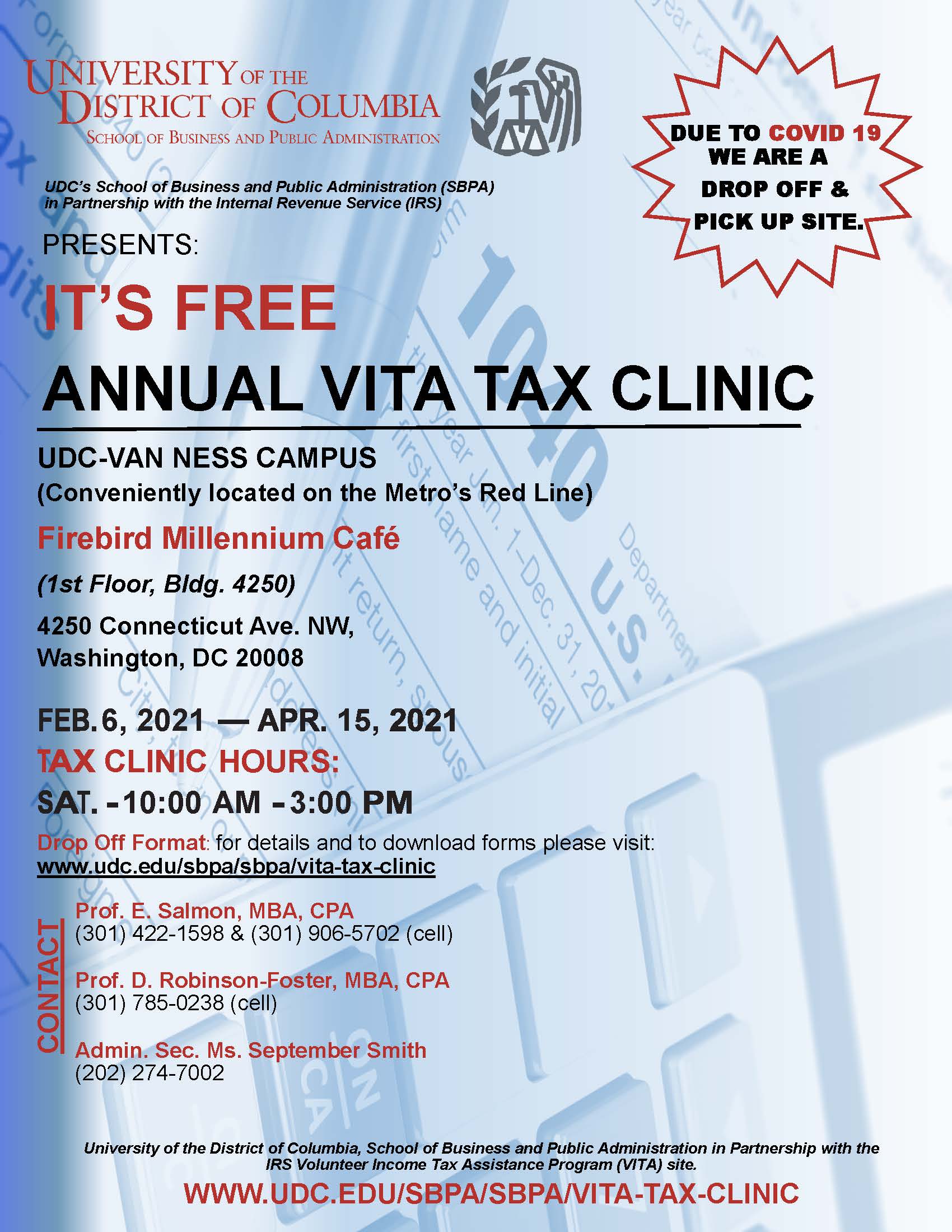 2021 VITA Tax Clinic – February 6th – April 15th, 2021