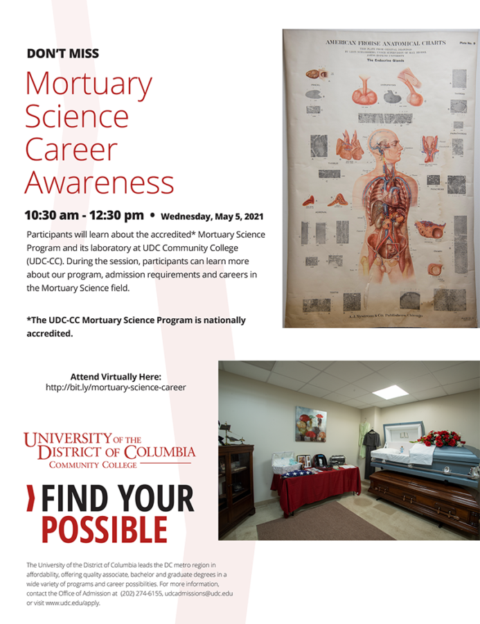 Mortuary Science Career Awareness 10:30 am - 12:30 pm • Wednesday, May 5, 2021