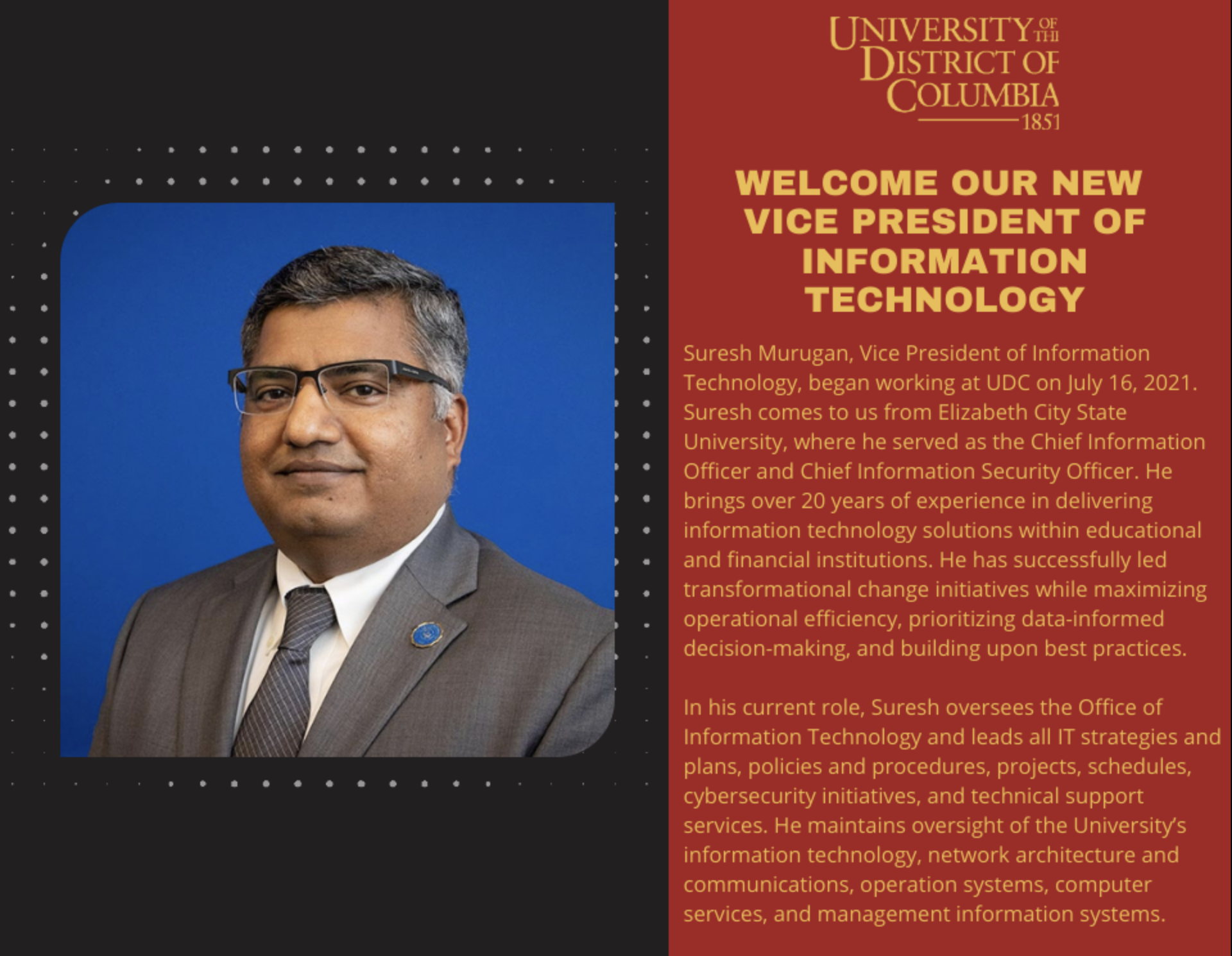 Welcome our new Vice President of Information Technology