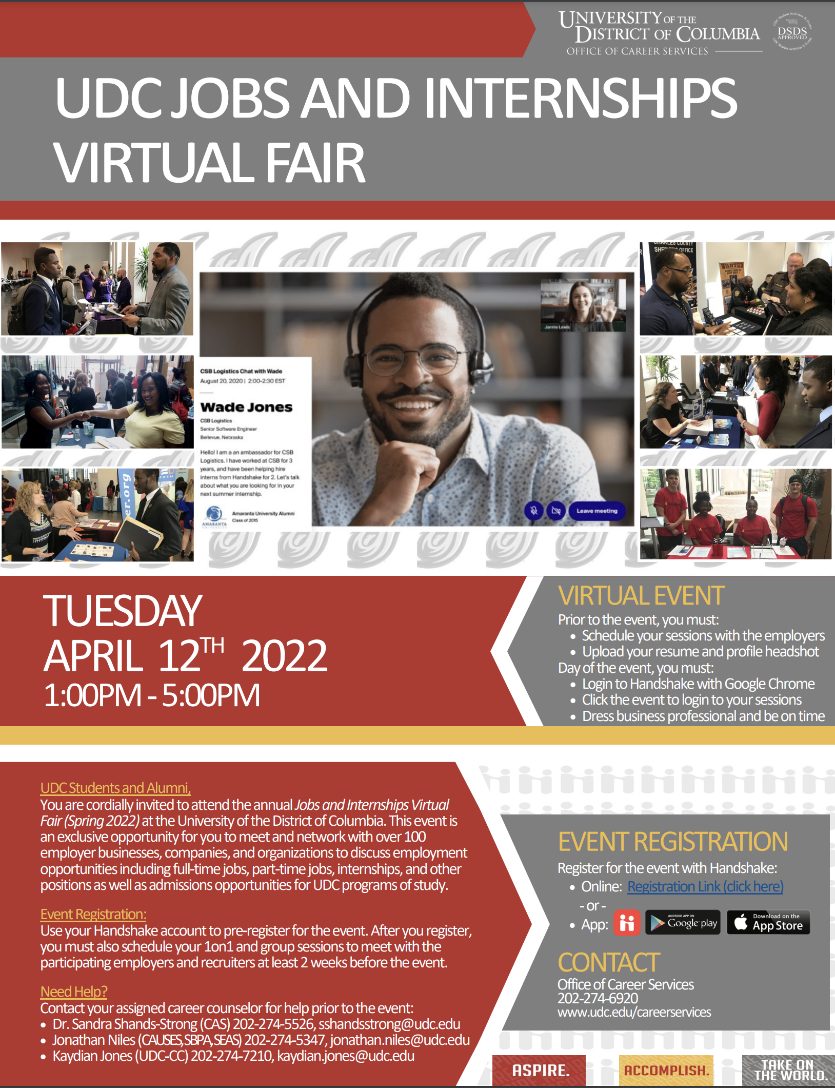 UDC Jobs and Internships Virtual Fair – April 12, 2022